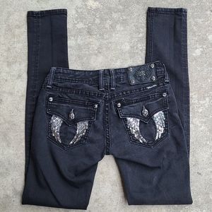 Miss Me Angel Wing Jeggings Black Jewel 25×31